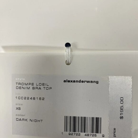 NEW ALEXANDER WANG  Trompe L’oeil Denim Bra Top Blue Size XS | Triangle Style - Picture 9 of 9